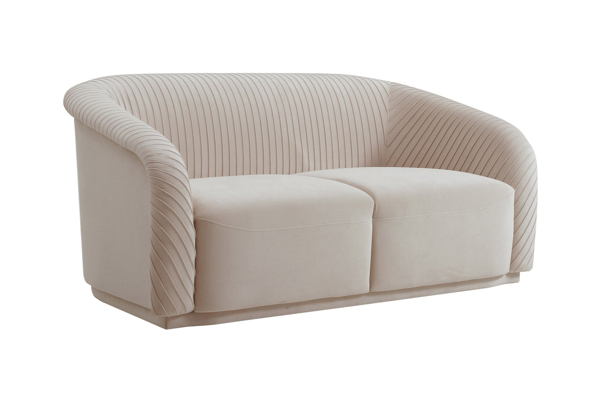 Yara Pleated Beige Performance Velvet Loveseat By Inspire Me! Home Decor by TOV Furniture – photo 1 of 6