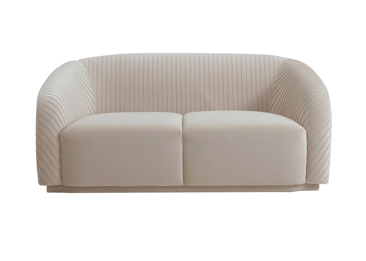 Yara Pleated Beige Performance Velvet Loveseat By Inspire Me! Home Decor by TOV Furniture – photo 3 of 6
