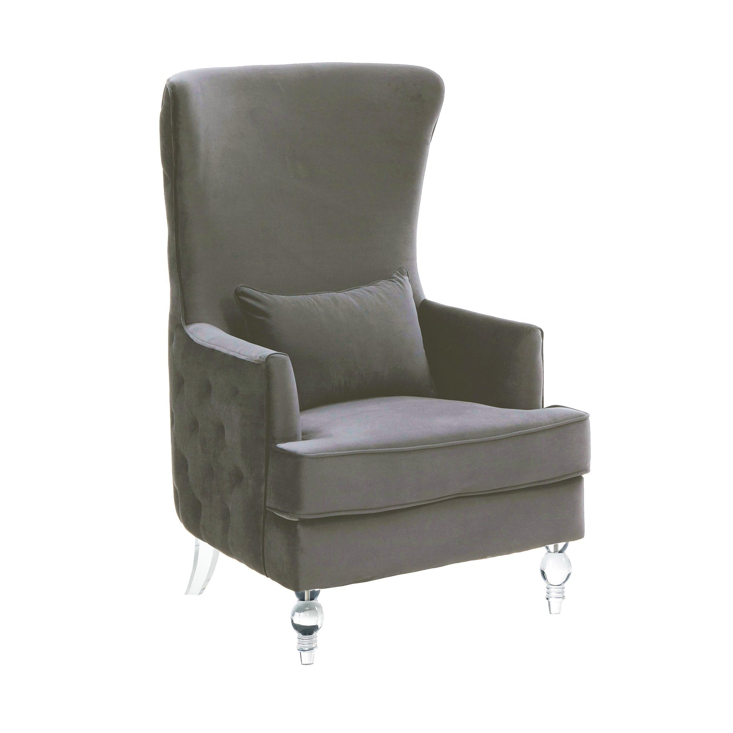 Aubree Performance Velvet Chair with Acrylic Legs Grey - ON FINAL SALE by Tov Furniture