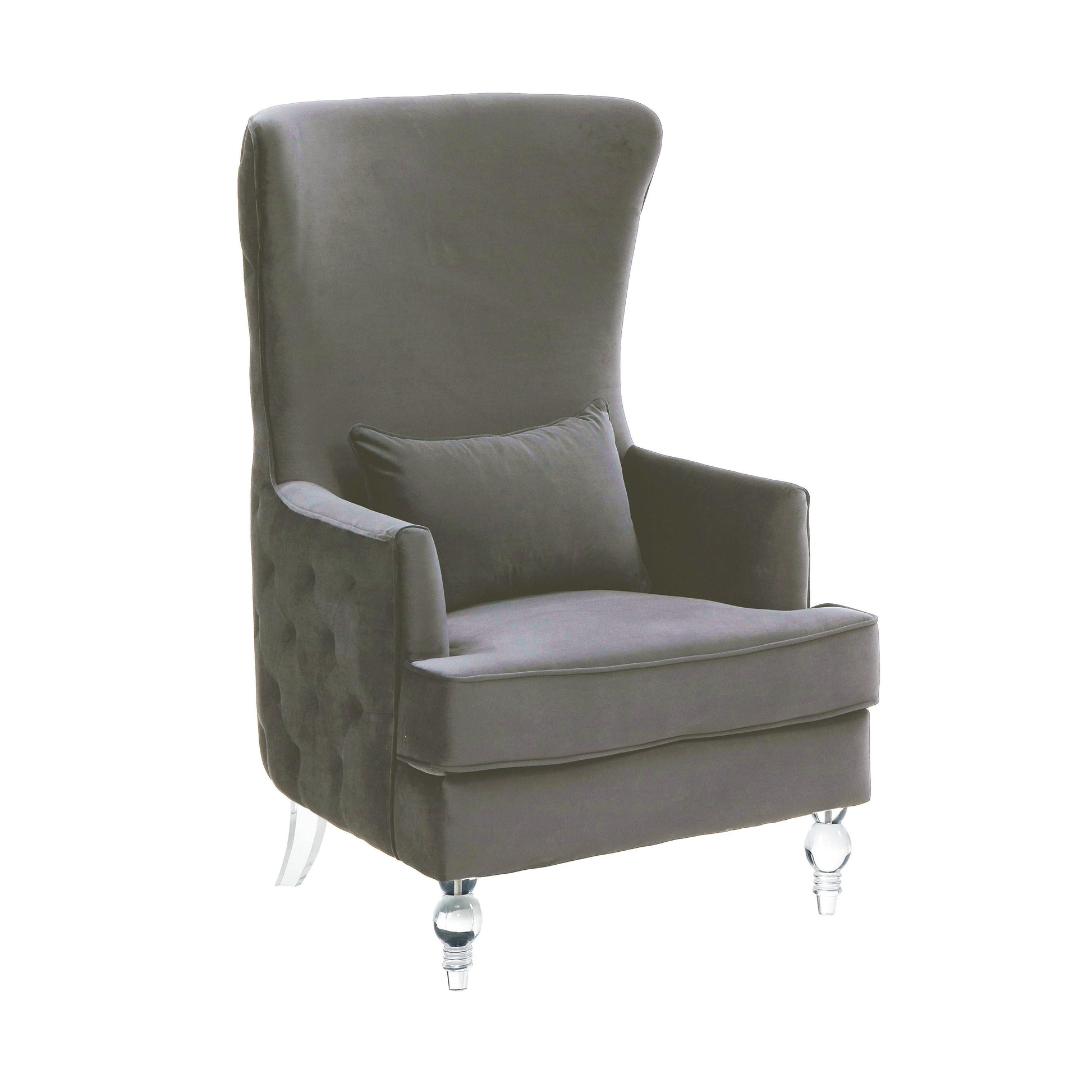 Aubree Performance Velvet Chair with Acrylic Legs Grey - ON FINAL SALE by Tov Furniture