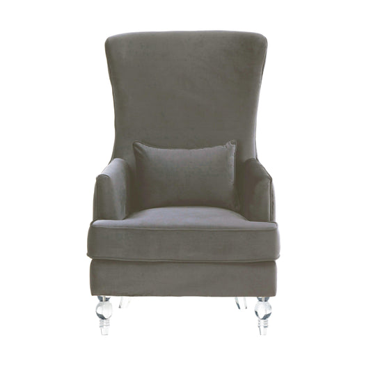 Aubree Performance Velvet Chair with Acrylic Legs in Grey by TOV Furniture – photo 2 of 5