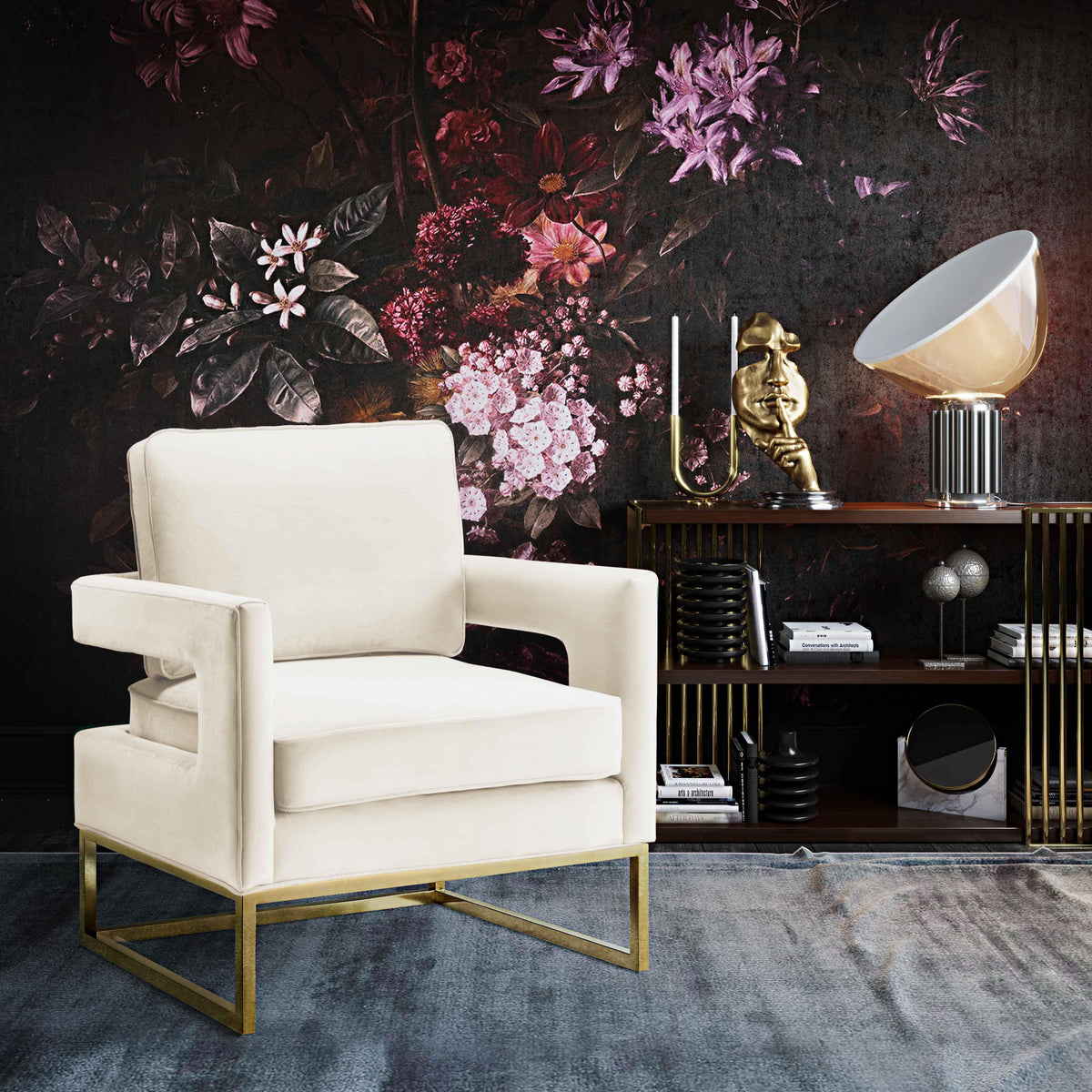 Avery Cream Performance Velvet Accent Chair by TOV Furniture – photo 2 of 7