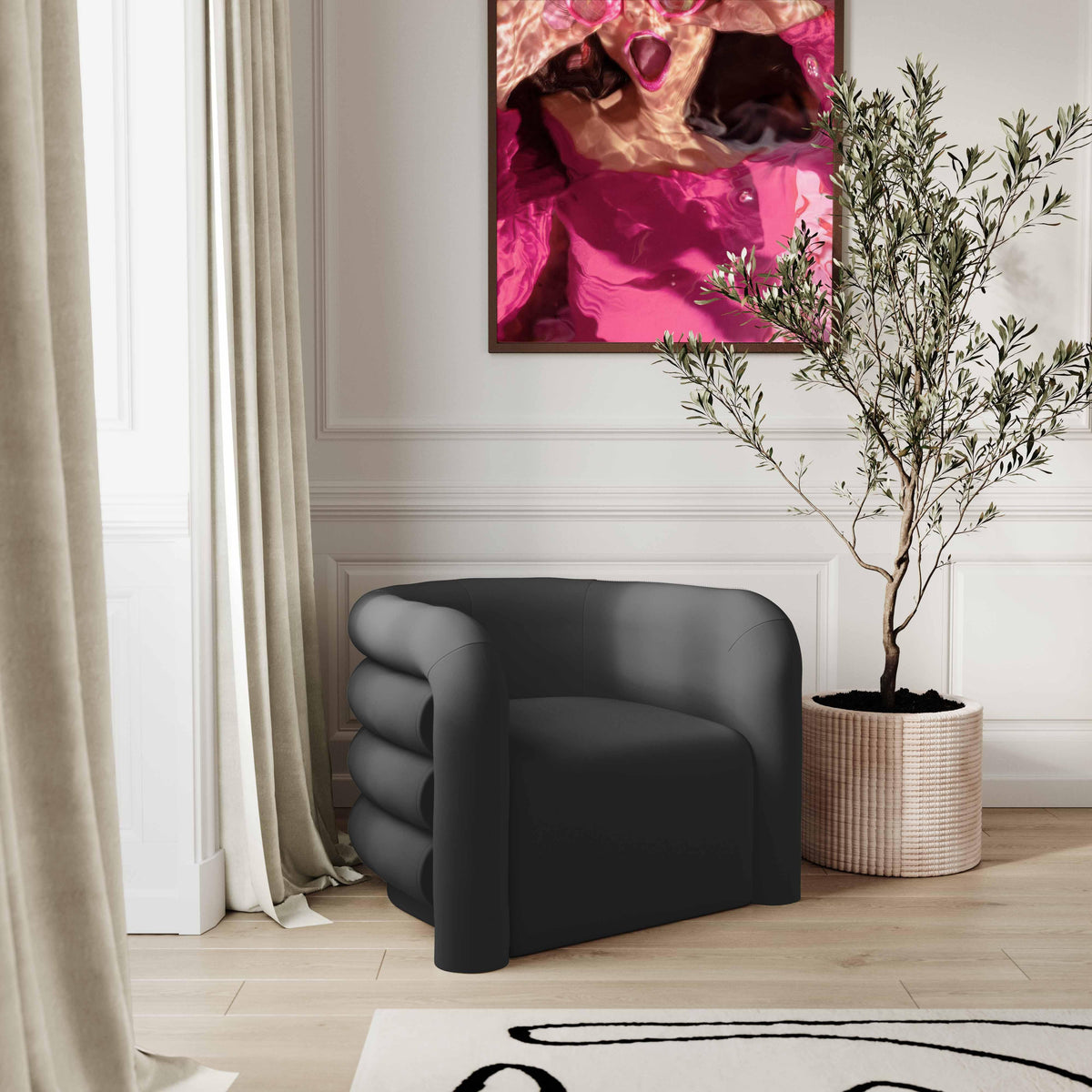 Curves Black Performance Velvet Lounge Chair by TOV Furniture – photo 2 of 6