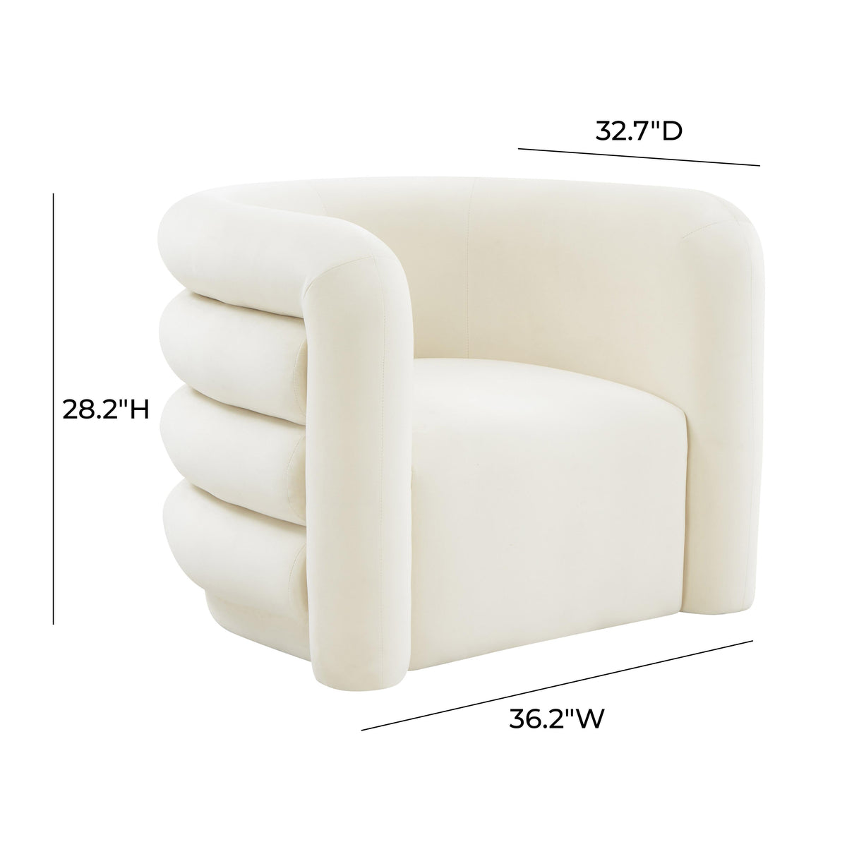 Curves Cream Performance Velvet Lounge Chair by TOV Furniture – photo 6 of 6
