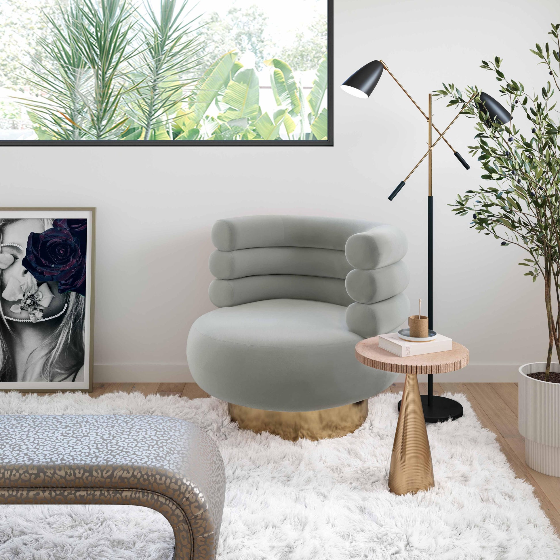 Naomi Velvet Swivel Chair by TOV S68236