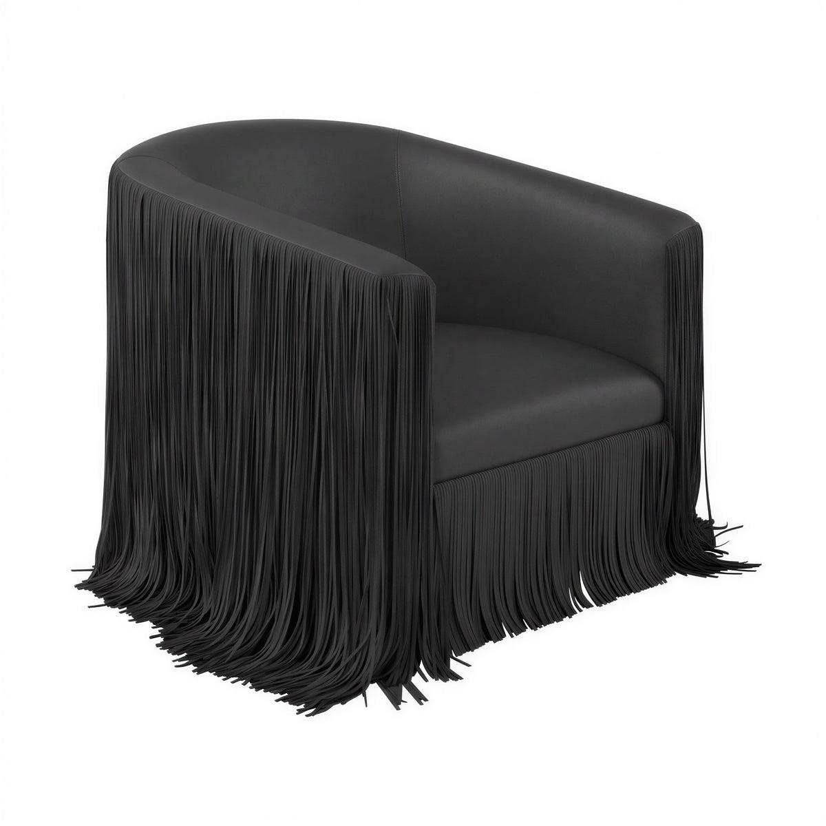 Shag Me Black Performance Vegan Leather Swivel Accent Chair by TOV Furniture – photo 1 of 6