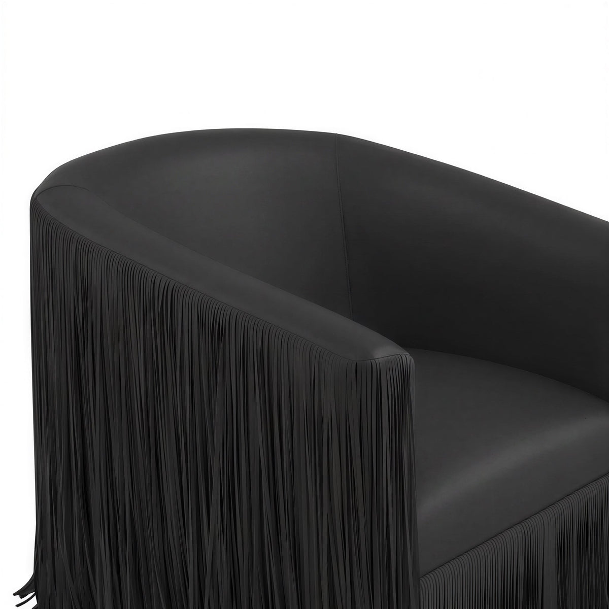 Shag Me Black Performance Vegan Leather Swivel Accent Chair by TOV Furniture – photo 4 of 6