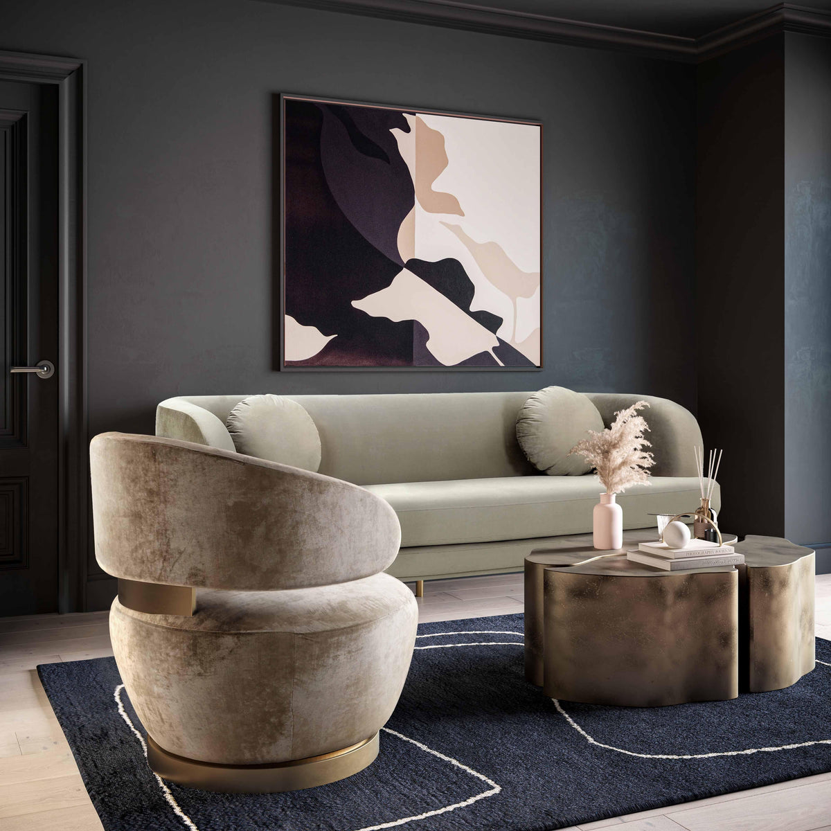 Austin Performance Velvet Champagne Swivel Accent Chair by TOV Furniture – photo 2 of 6