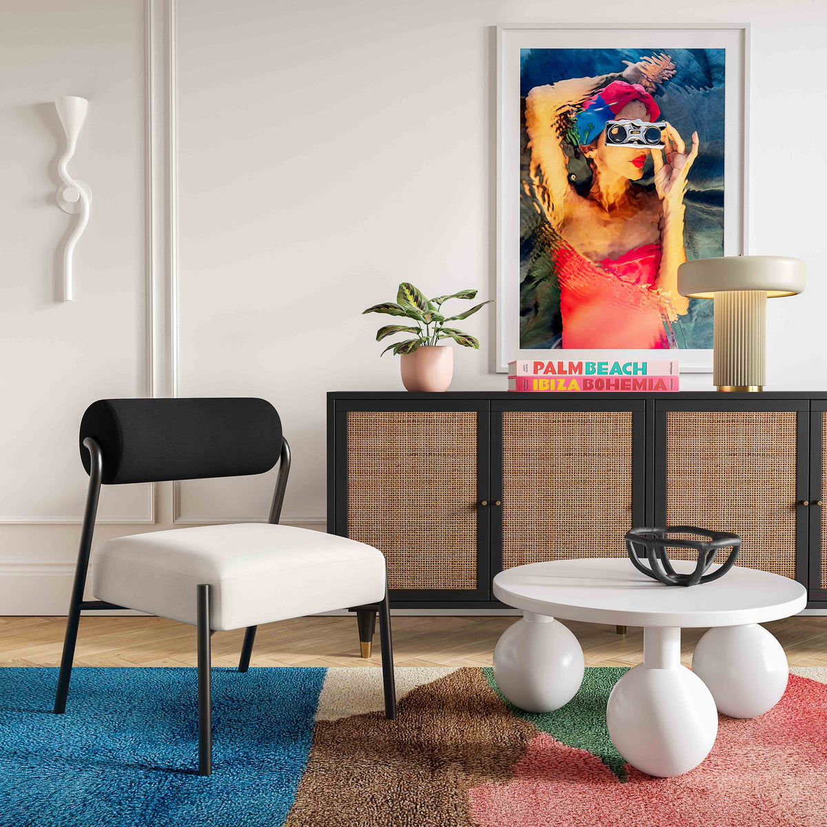 Jolene Performance Velvet Accent Chair in Black/Cream by TOV Furniture – photo 2 of 6