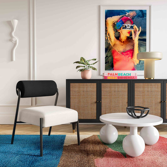 Jolene Performance Velvet Accent Chair in Black/Cream by TOV Furniture – photo 2 of 6