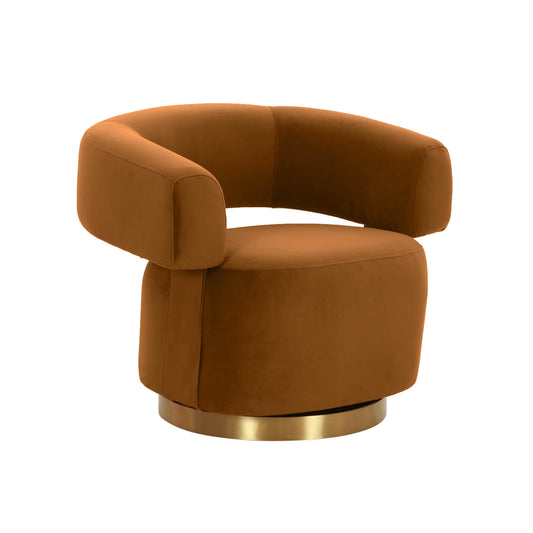 River Cognac Velvet Swivel Accent Chair by TOV