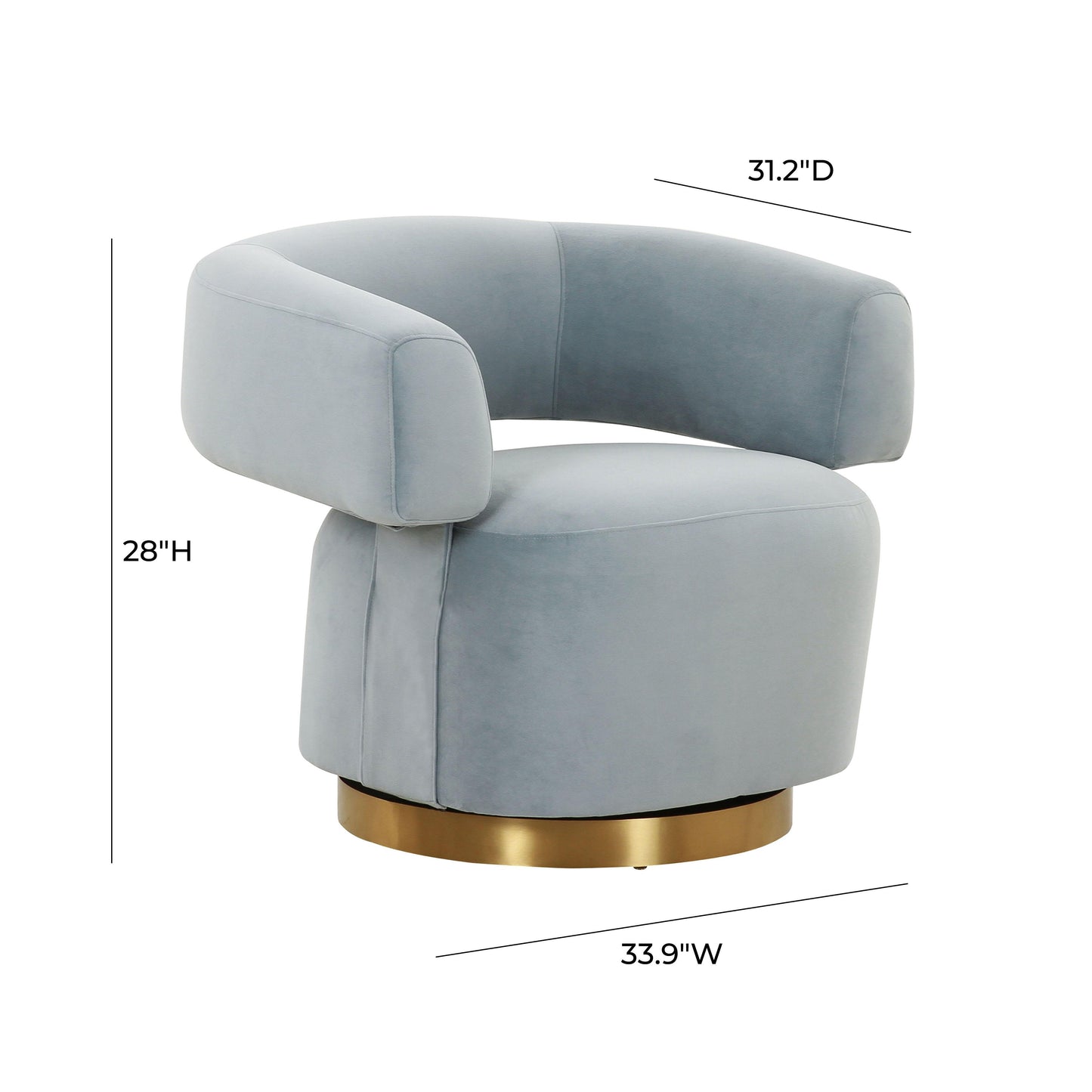 River Steel Grey Velvet Swivel Accent Chair by TOV