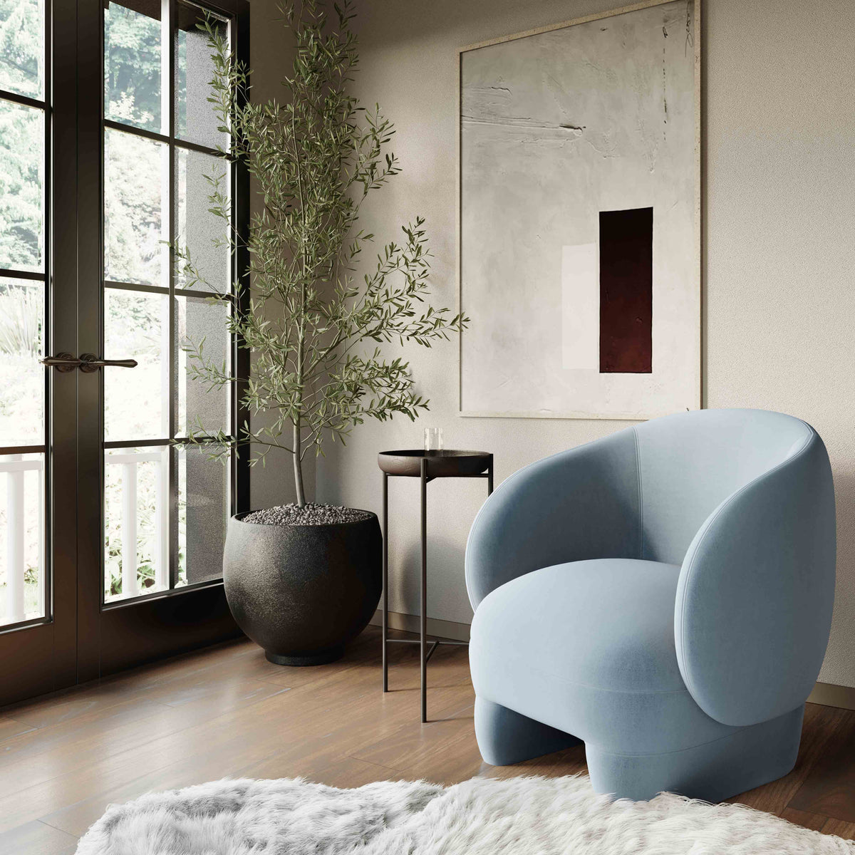 Kiki Blue Stone Performance Velvet Accent Chair by TOV Furniture – photo 2 of 6