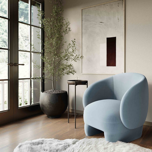 Kiki Blue Stone Performance Velvet Accent Chair by TOV Furniture – photo 2 of 6