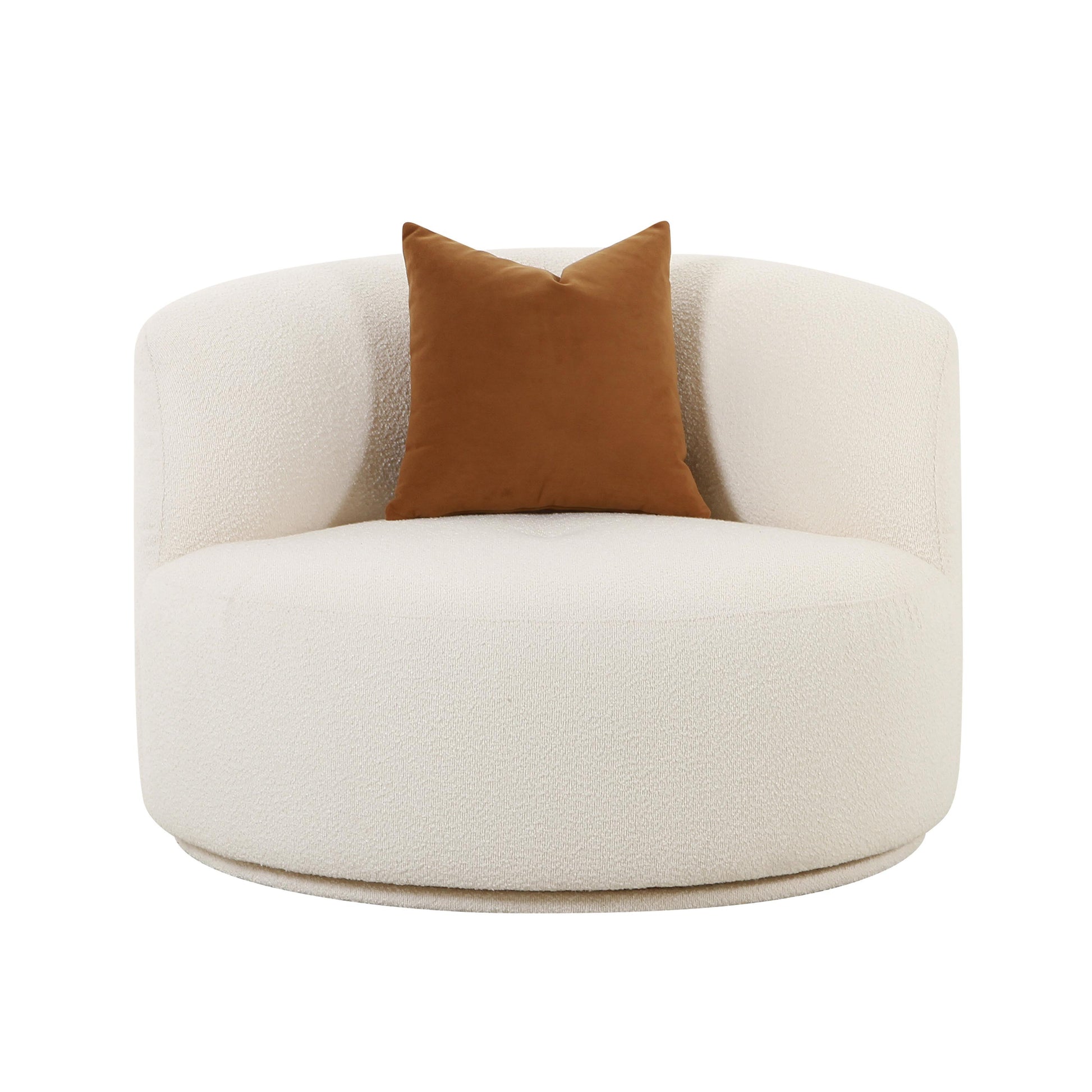 Fickle Cream Boucle Swivel Chair by TOV S68671