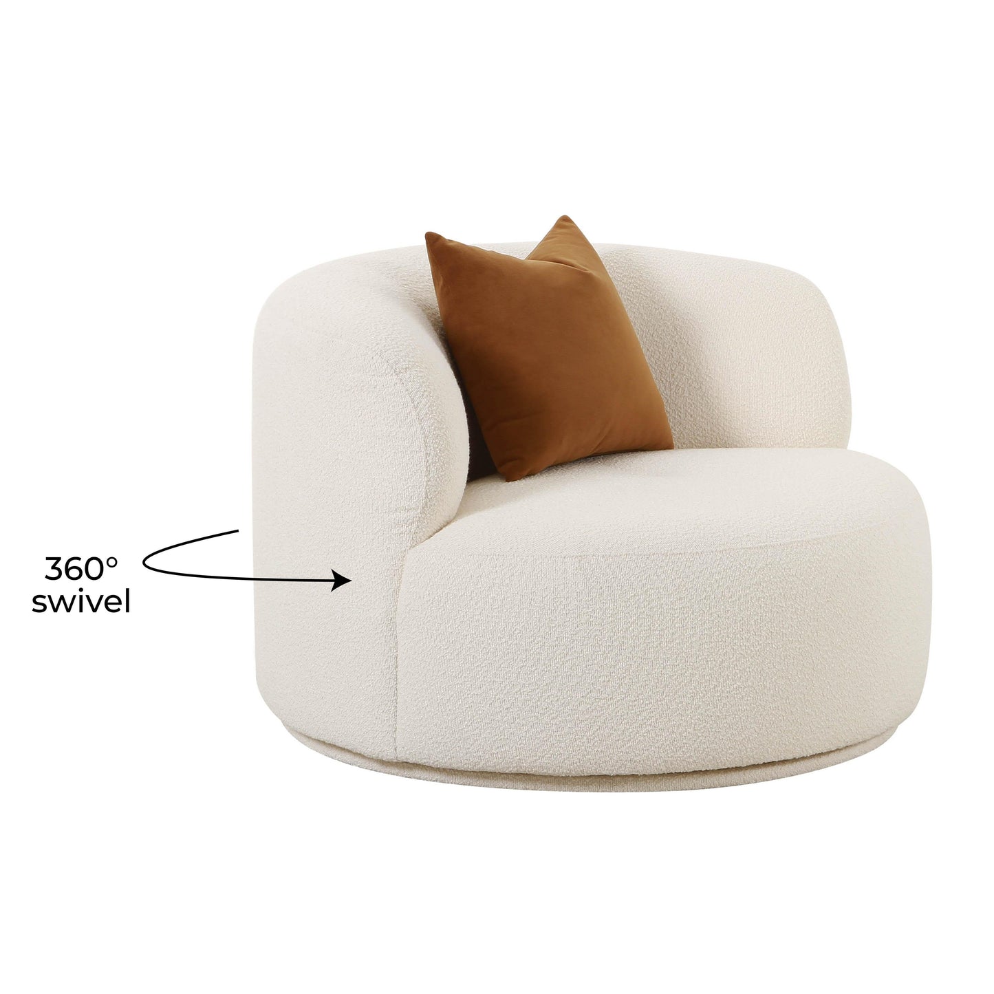 Fickle Cream Boucle Swivel Chair by TOV S68671