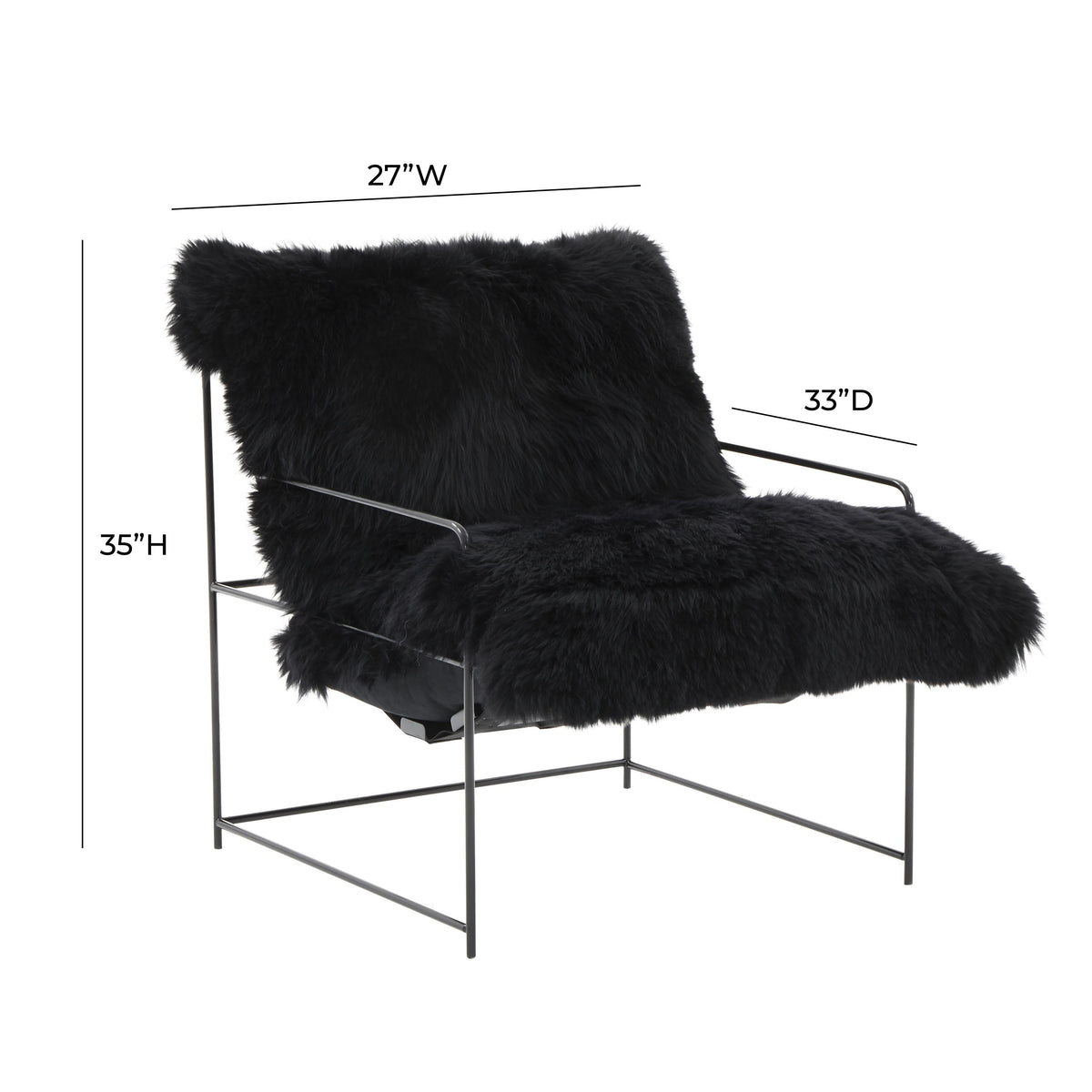 Kimi Genuine Sheepskin Accent Chair in Black by TOV Furniture – photo 7 of 7