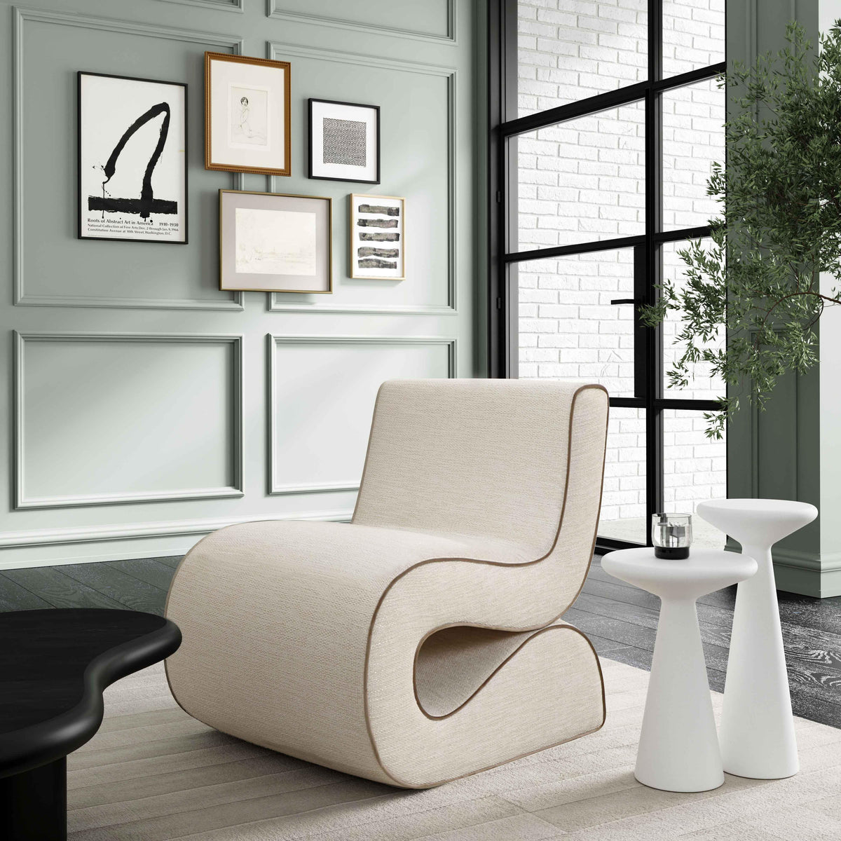 Senna Cream Performance Basketweave Fabric Accent Chair by TOV Furniture – photo 2 of 6