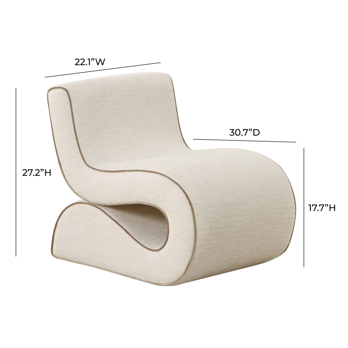Senna Cream Performance Basketweave Fabric Accent Chair by TOV Furniture – photo 6 of 6