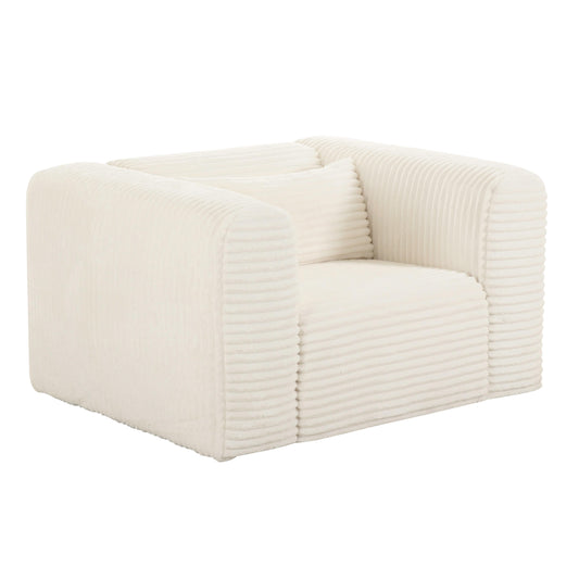 Tarra Fluffy Oversized Cream Corduroy Armchair by TOV