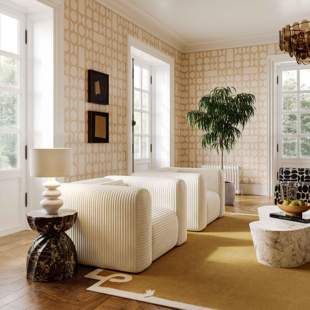 Tarra Fluffy Oversized Performance Corduroy Accent Chair in Cream by TOV Furniture – photo 2 of 5