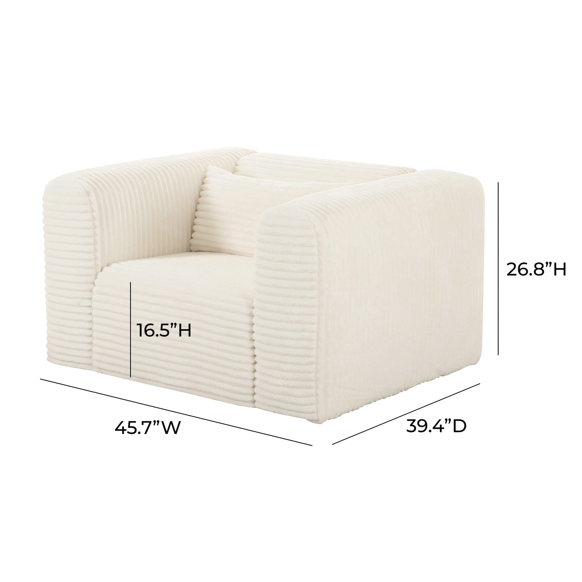 Tarra Fluffy Oversized Performance Corduroy Accent Chair in Cream by TOV Furniture – photo 5 of 5