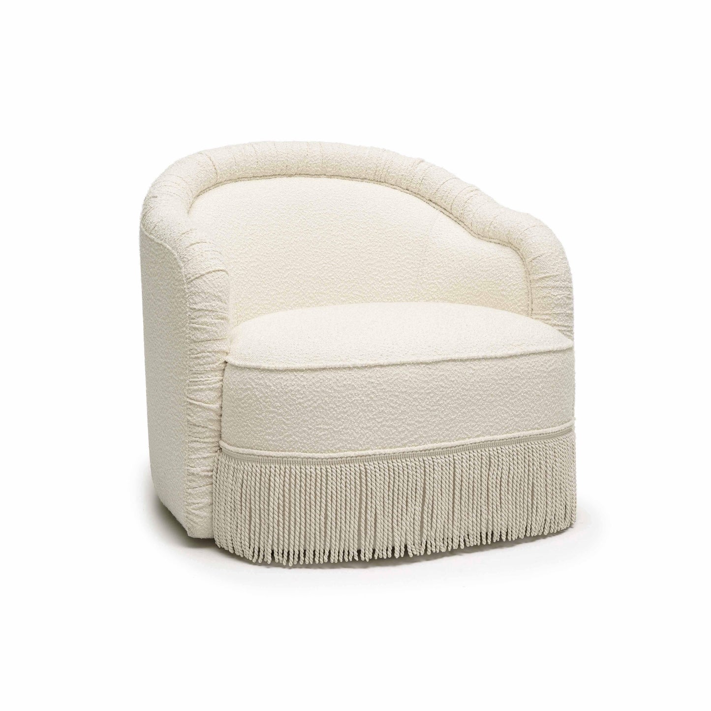 Pamela Cream Performance Boucle Tasseled Lounge Accent Chair Cream by Tov Furniture