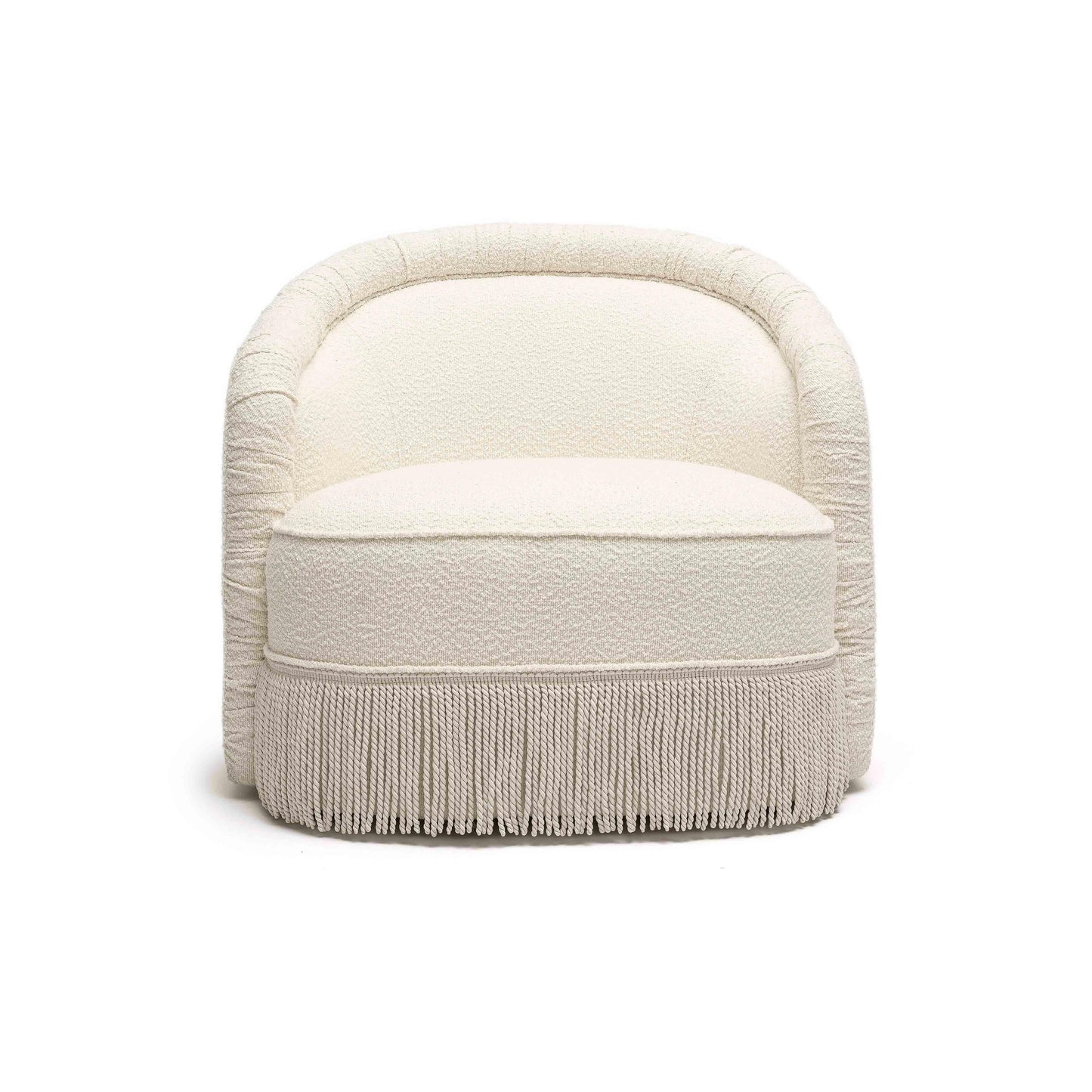 Pamela Cream Performance Boucle Tasseled Lounge Accent Chair Cream by Tov Furniture