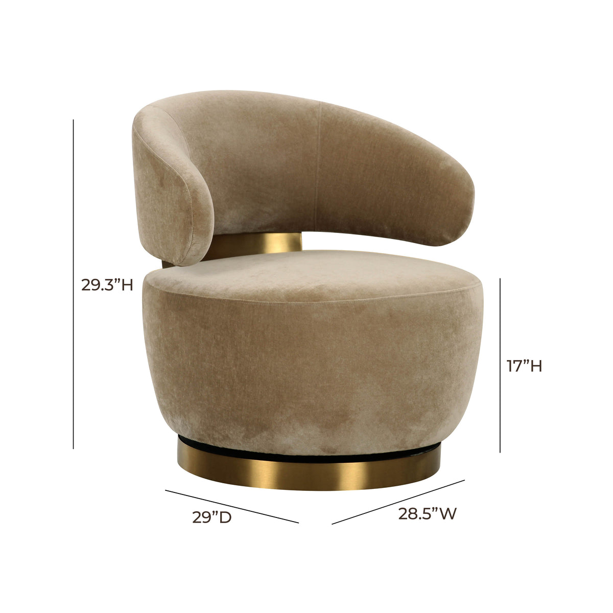Austin Upcycled Contract-Grade Fabric Swivel Accent Chair in Oat by TOV Furniture – photo 6 of 6