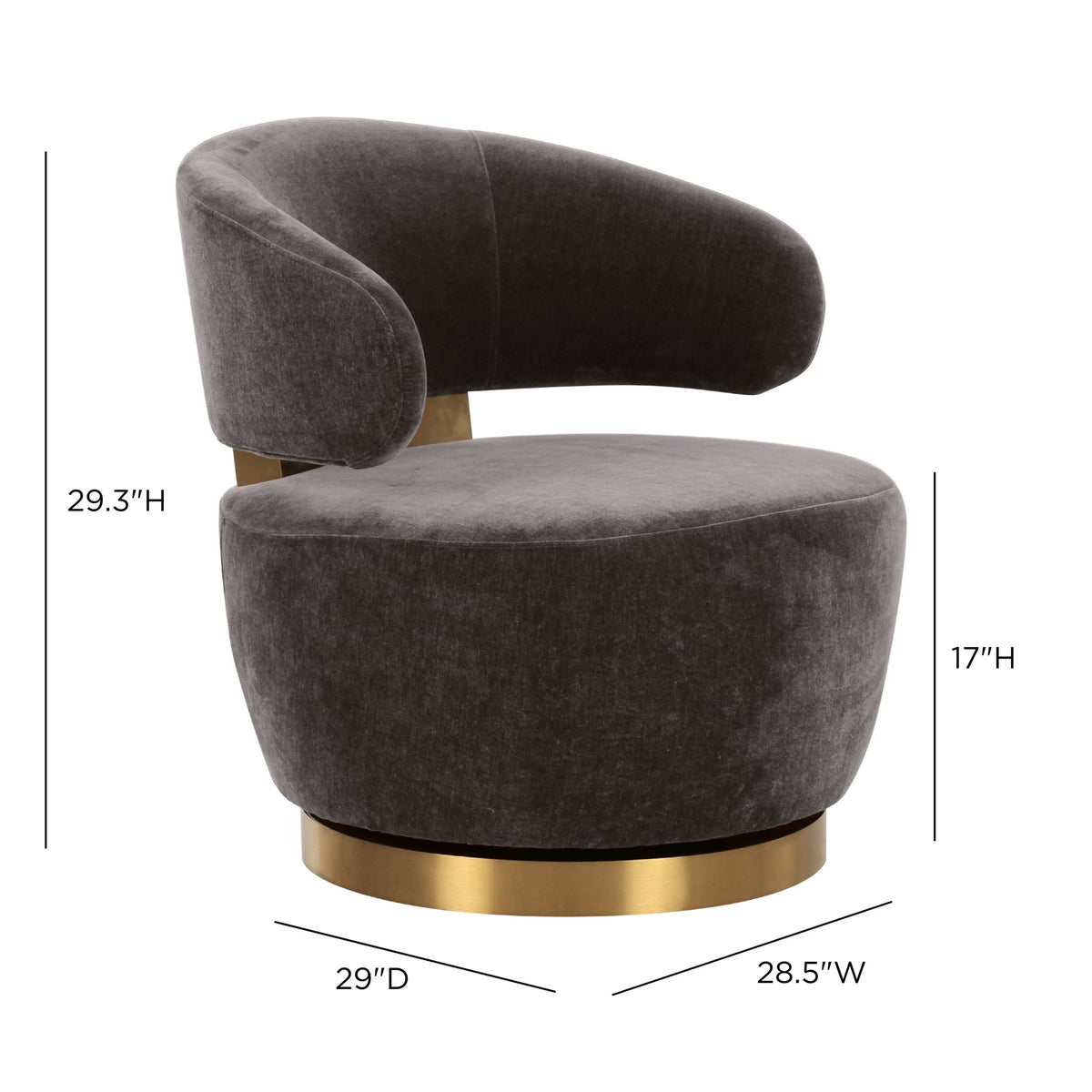 Austin Upcycled Contract-Grade Fabric Swivel Accent Chair in Storm Grey by TOV Furniture – photo 5 of 6