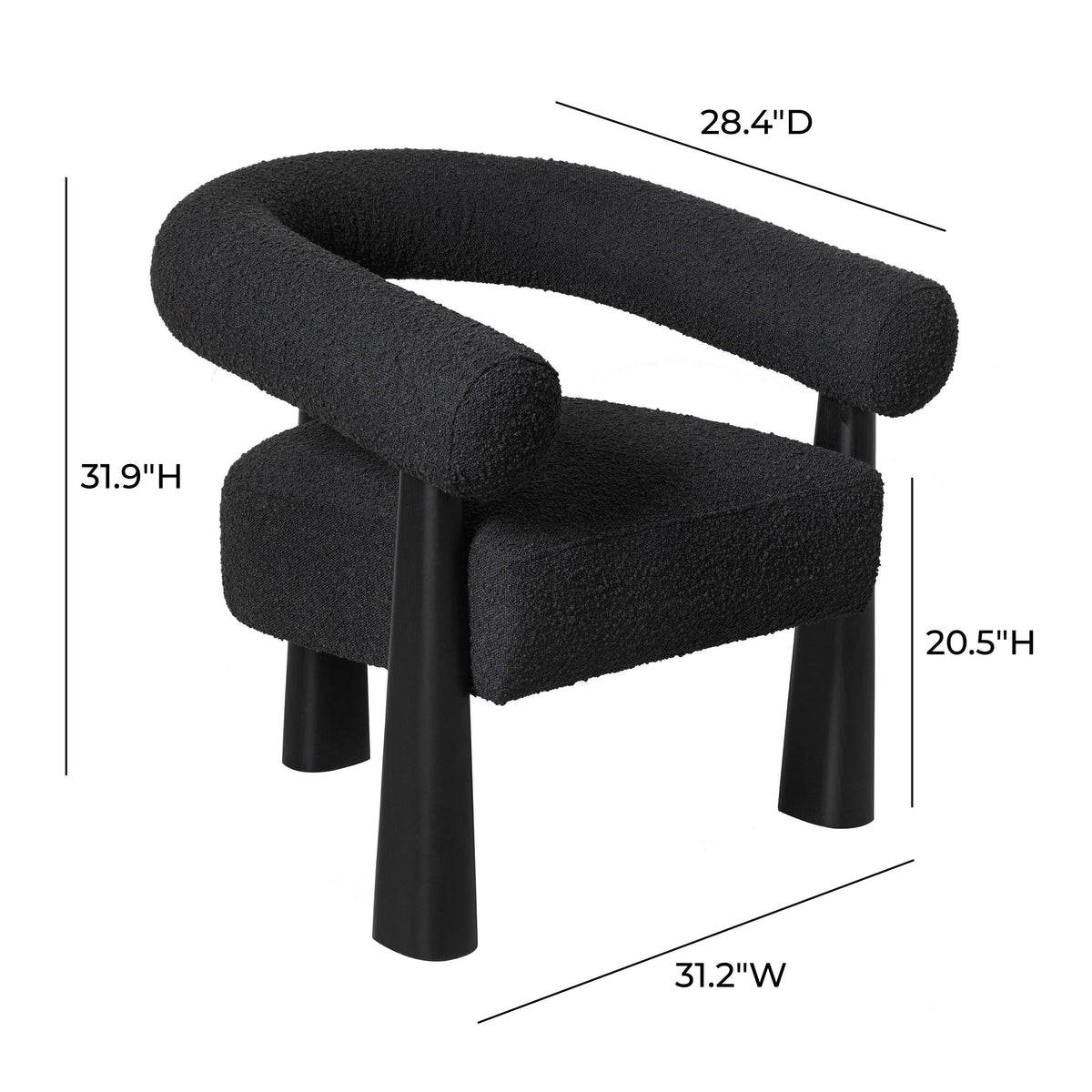 Spara Black Performance Boucle Accent Chair by TOV Furniture – photo 6 of 6