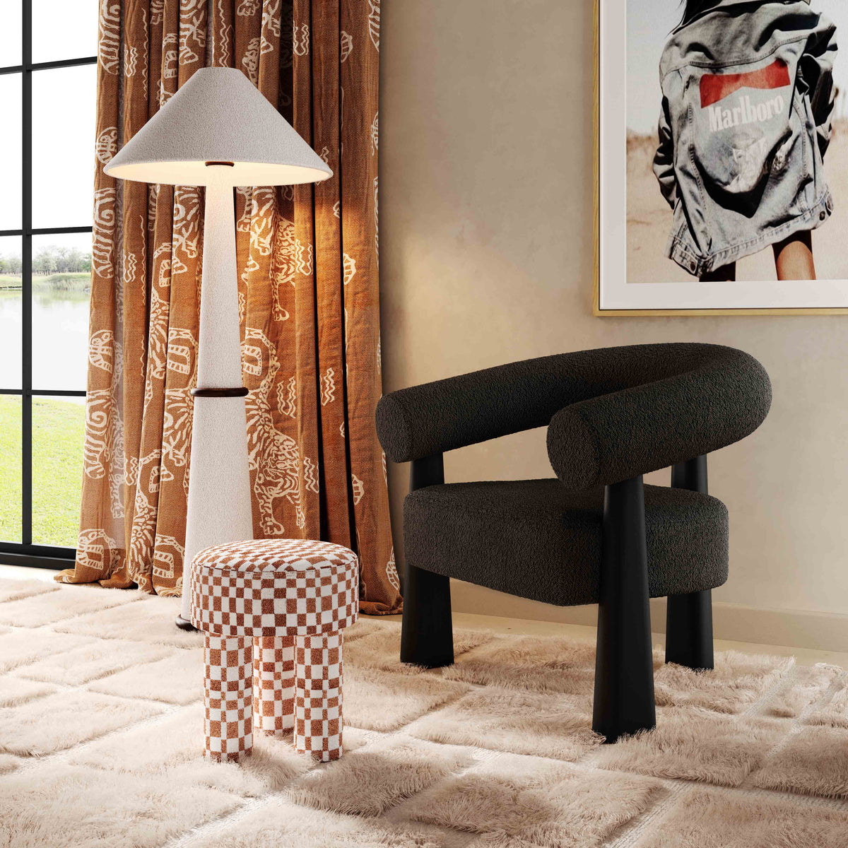 Spara Black Performance Boucle Accent Chair by TOV Furniture – photo 2 of 6