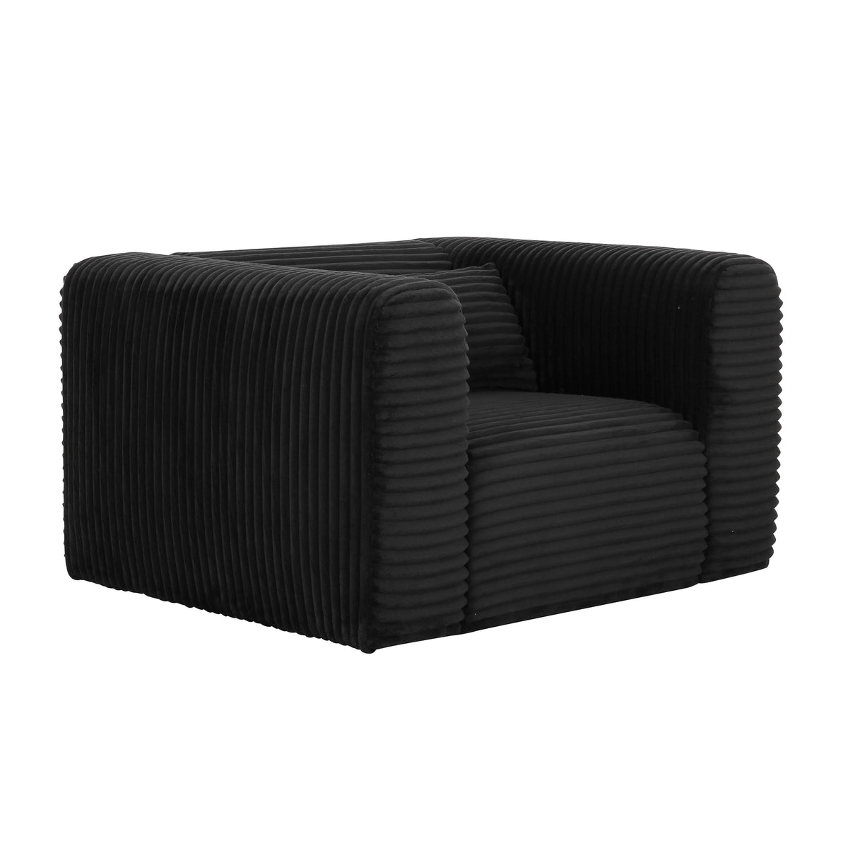 Tarra Fluffy Oversized Performance Corduroy Accent Chair in Black by TOV Furniture – photo 1 of 6