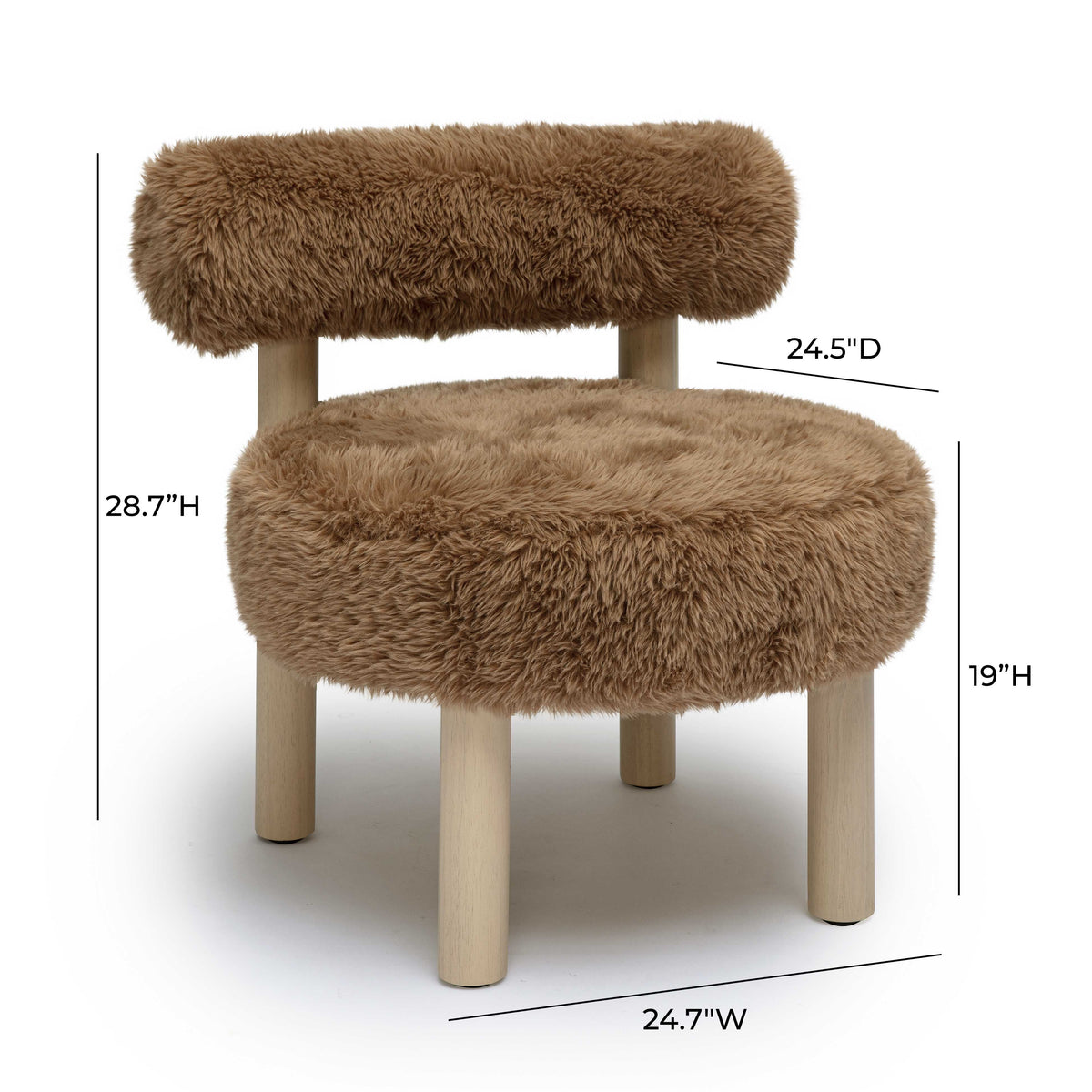 Carmel Dark Taupe Contract-Grade Vegan Shearling Accent Chair by TOV Furniture – photo 7 of 9