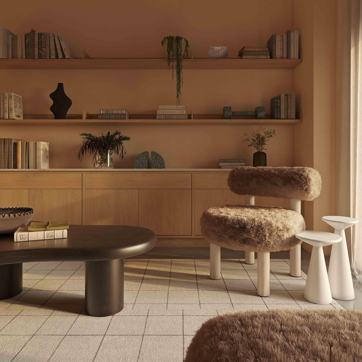 Carmel Dark Taupe Contract-Grade Vegan Shearling Accent Chair by TOV Furniture – photo 2 of 9