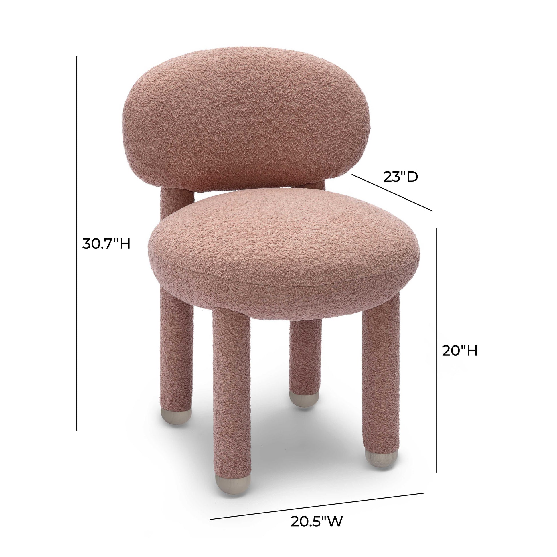 Manu Rose Pink Performance Boucle Side Chair by TOV