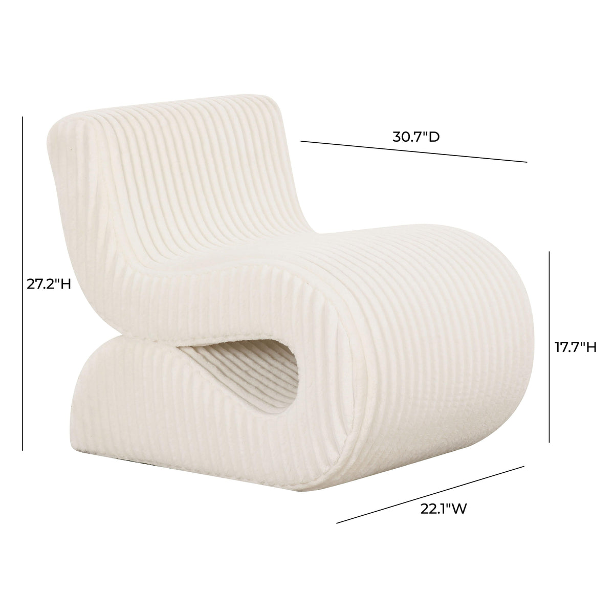 Senna Cream Performance Oversized Corduroy Accent Chair by TOV Furniture – photo 6 of 6