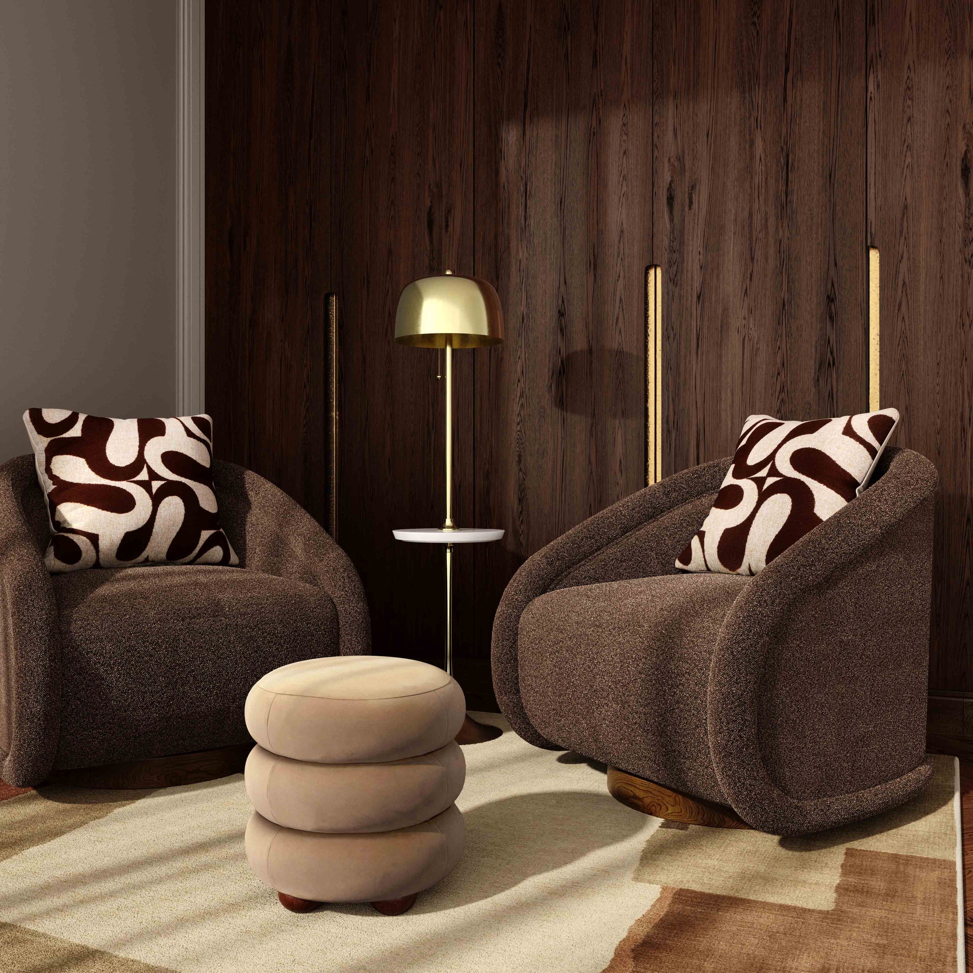 Rory Performance Boucle Swivel Accent Chair Chocolate Brown by Tov Furniture