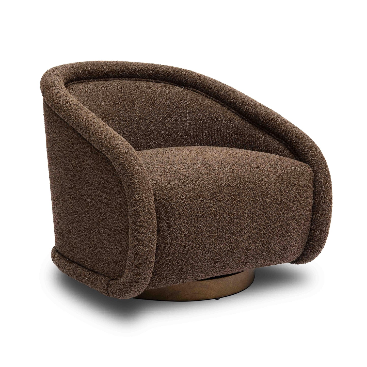 Rory Chocolate Brown Boucle Swivel Chair by TOV