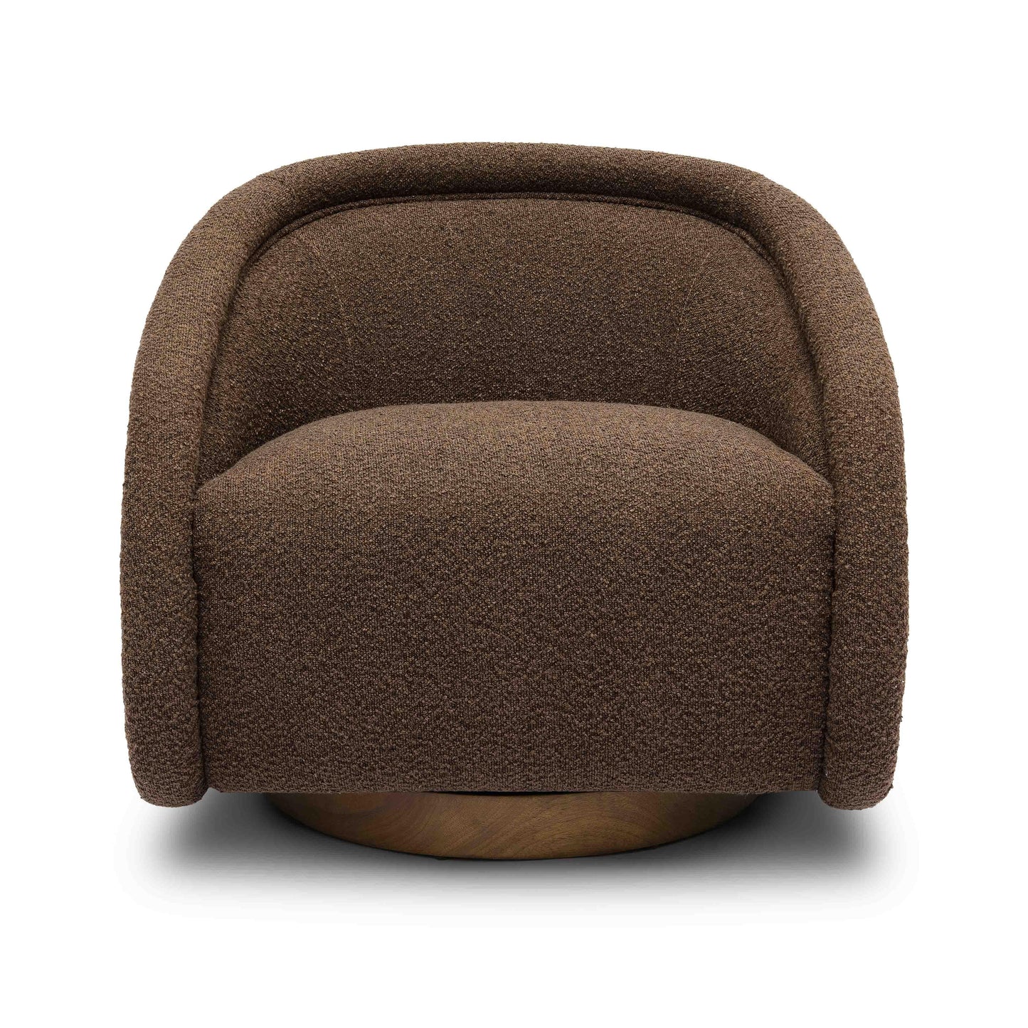 Rory Chocolate Brown Boucle Swivel Chair by TOV