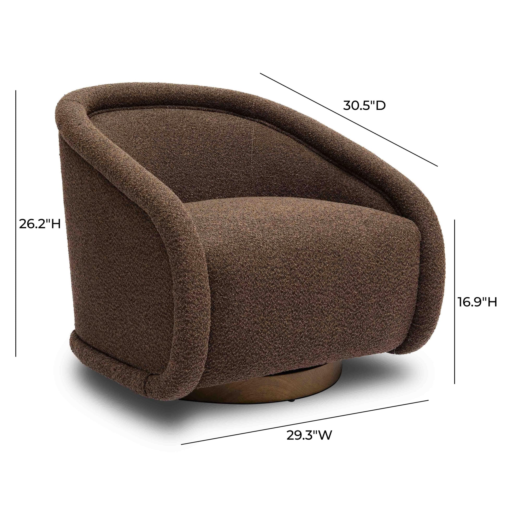 Rory Chocolate Brown Boucle Swivel Chair by TOV