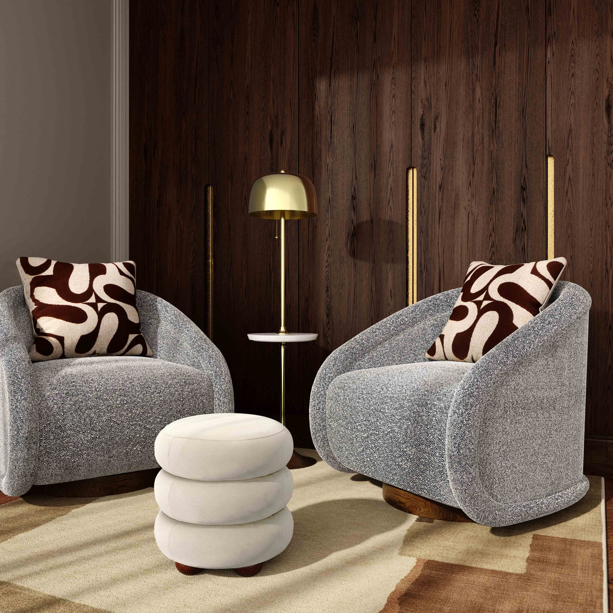Stefanie Cream Performance Velvet Ottoman by TOV Furniture – photo 2 of 7