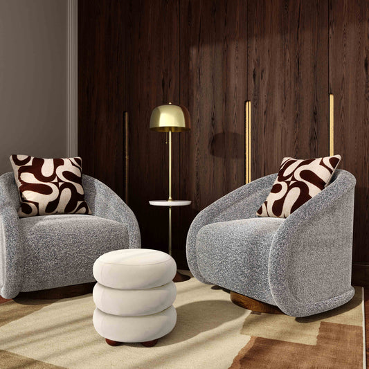Stefanie Cream Performance Velvet Ottoman by TOV Furniture – photo 2 of 7