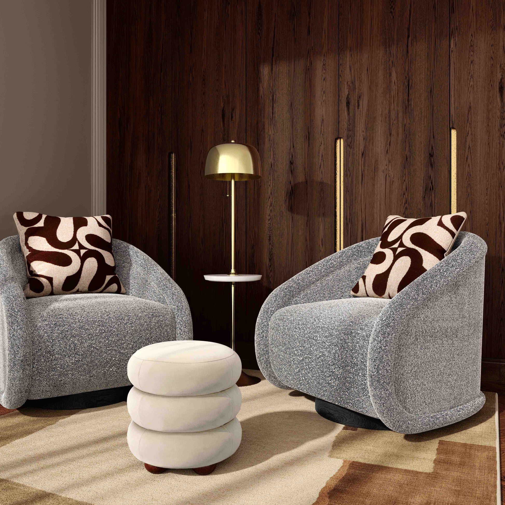 Rory Performance Boucle Swivel Accent Chair Grey by Tov Furniture