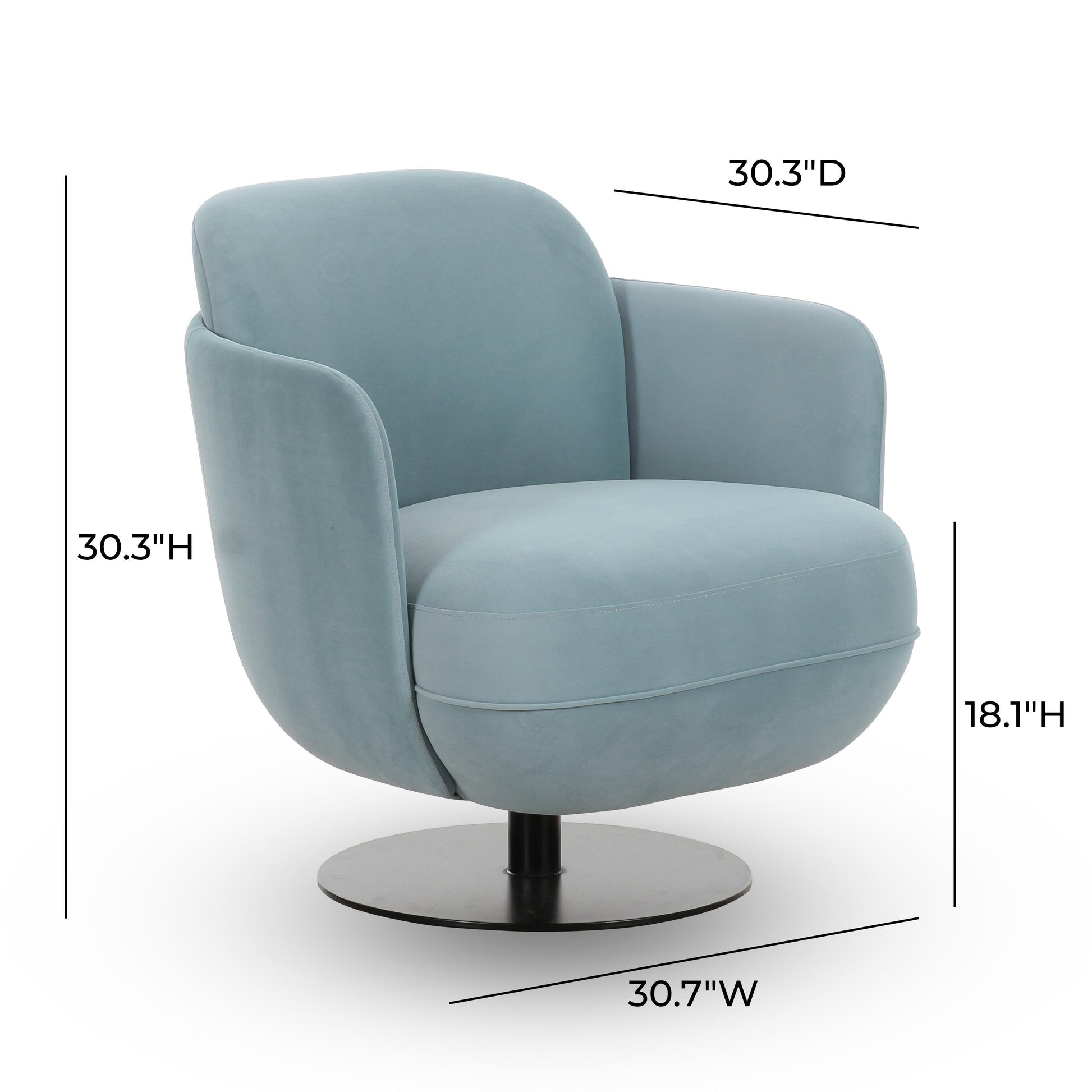 Solange Performance Velvet Swivel Accent Chair Blue by Tov Furniture