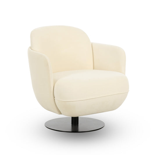 Solange Performance Velvet Swivel Accent Chair Cream by Tov Furniture