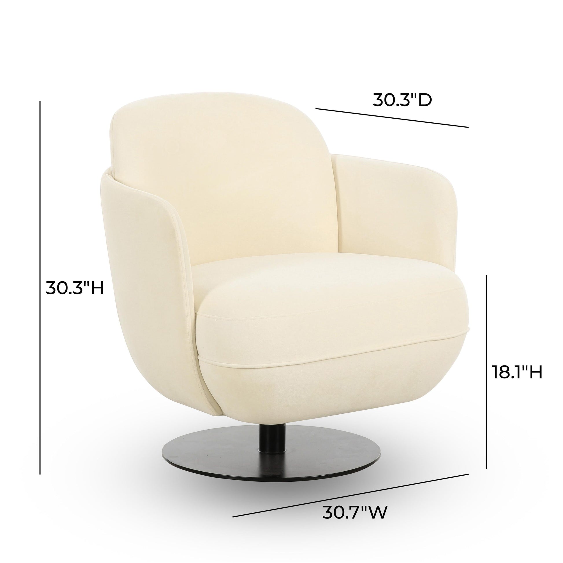 Solange Performance Velvet Swivel Accent Chair Cream by Tov Furniture