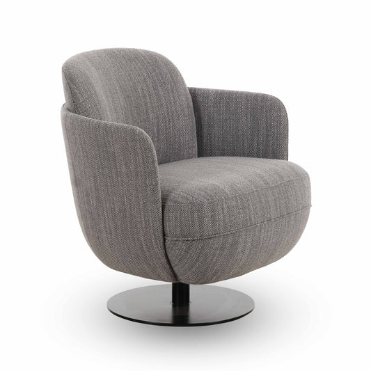 Solange Grey Textured Contract-Grade Weave Fabric Swivel Accent Chair Grey by Tov Furniture
