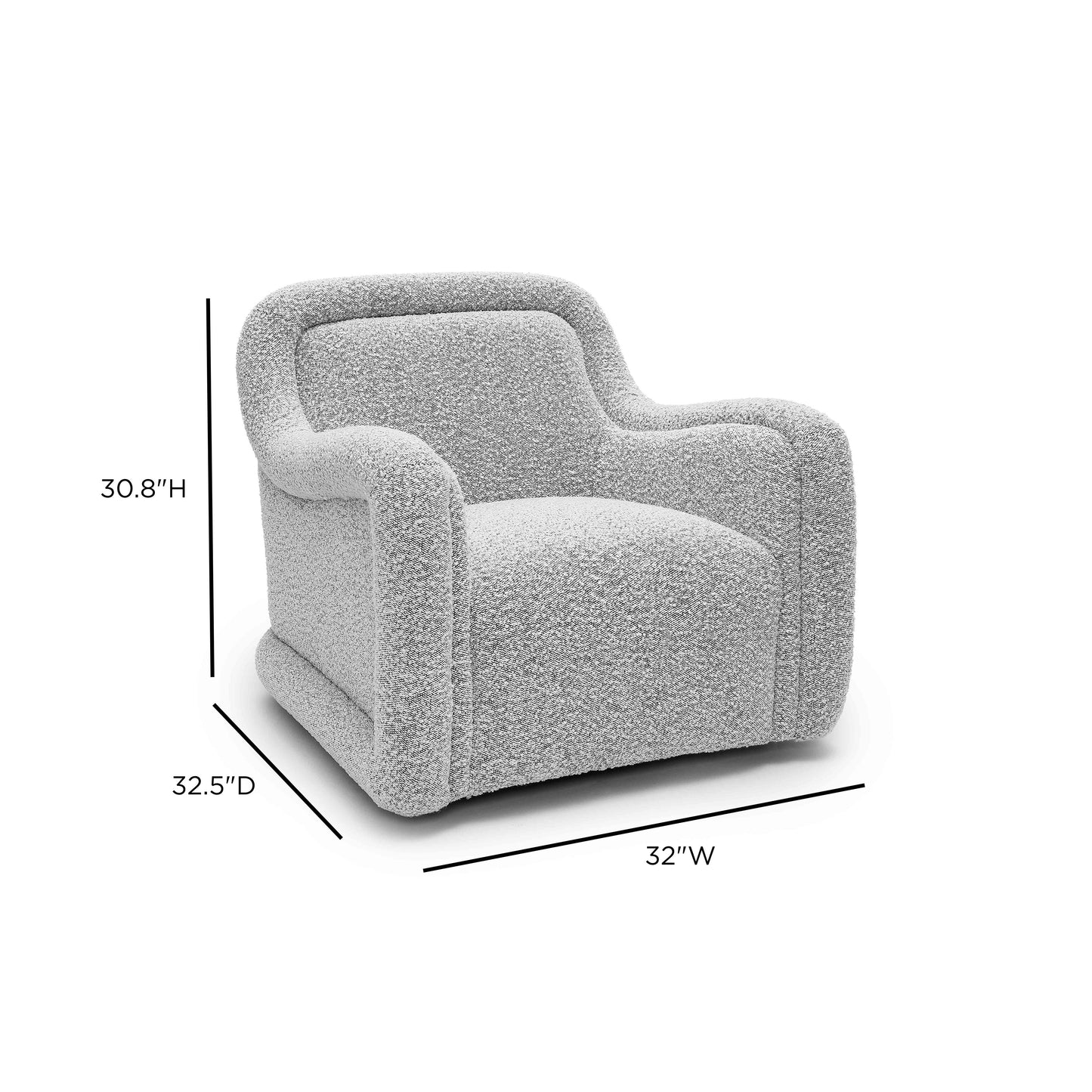 Charli Performance Boucle Swivel Chair Grey by Tov Furniture