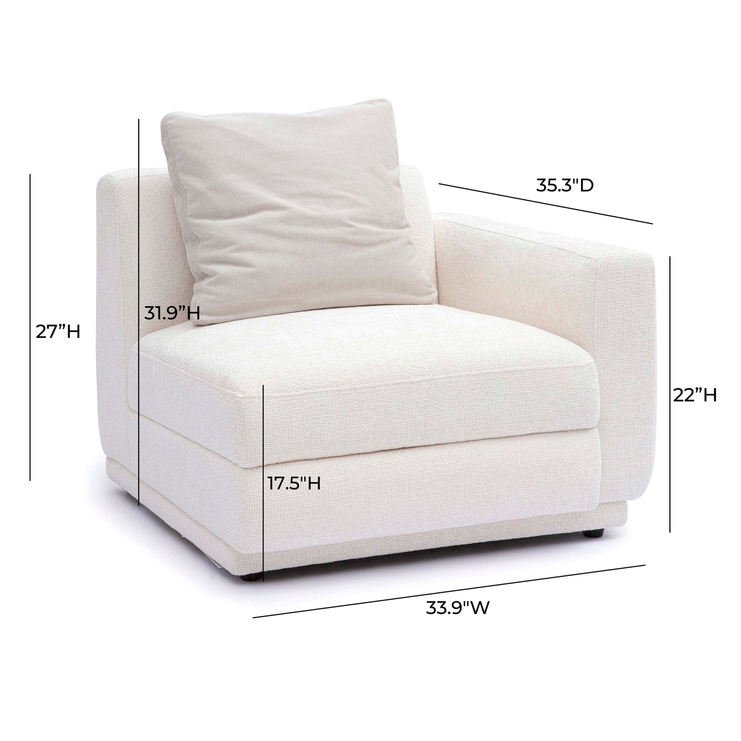 Perry Cream Chenille Modular Corner Chair by TOV S69214